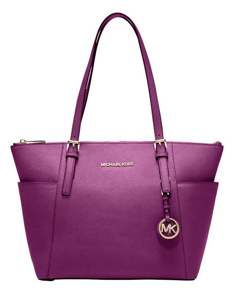 michael kors large purple leather tote|Michael Kors black leather handbag.